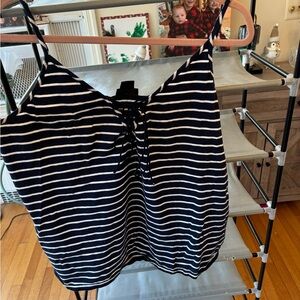 City Chic Navy and White Sleeveless Tie Front Camisole